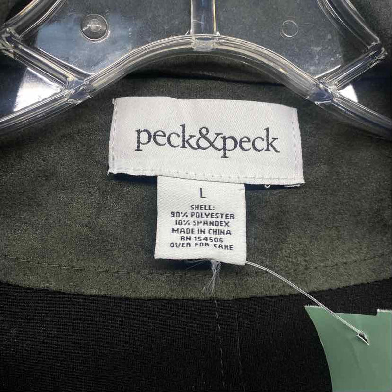 Peck & Peck Women's Size L Green Solid Maxi Cardigan Vest