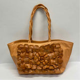 Paolo Masi Orange Leather Floral Satchel Handbag