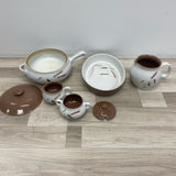 5 PC Denby White-Taupe Stoneware Serving Set