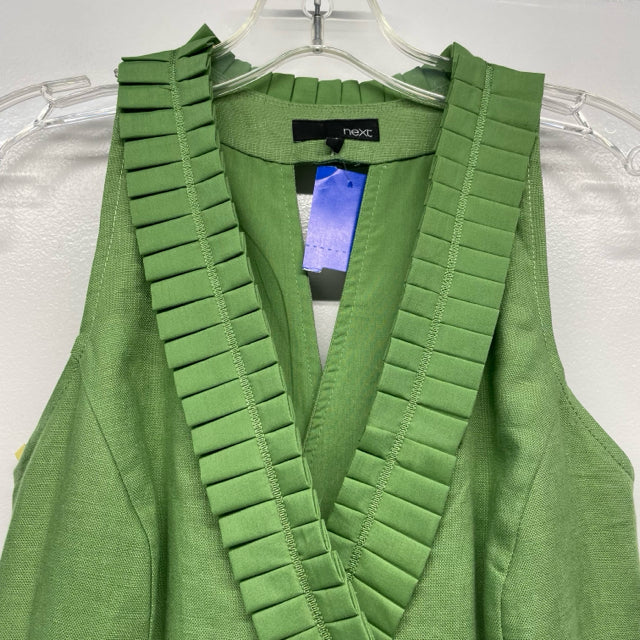 Next Size 12-M Women's Green Solid Faux Wrap Dress