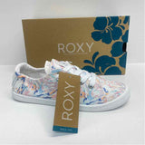 Roxy Size 7 Women's White-Multicolor Pattern Lace Up Sneakers