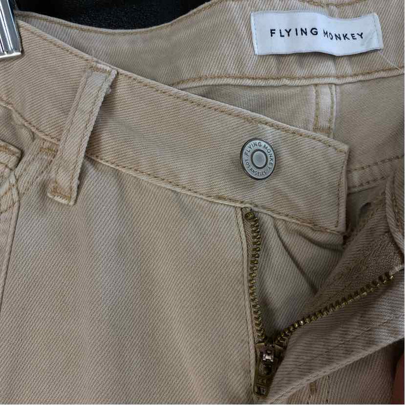 Flying Monkey Size 24- 0 Women's Beige Solid Wide Leg Jeans