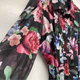 Alex Marie Size 12-L Women's Black-Multi Floral Button Up Dress