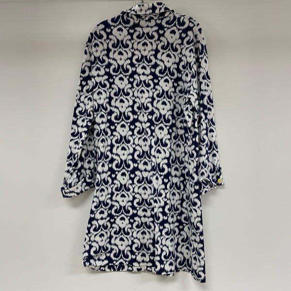 Grace Baker Size L Women's Blue-White Pattern Shirt Dress