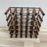 Brown-Silver Wood-Metal Wine Rack
