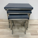 Hekman Chrome-Blue Wood Nesting Side Tables