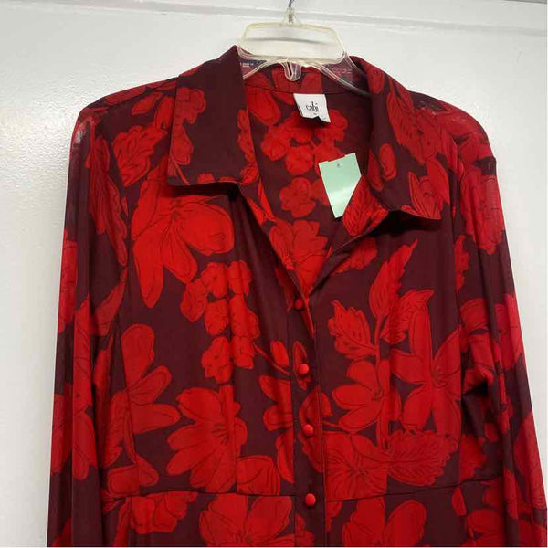 Cabi Size M Women's Red Floral Shirt Dress
