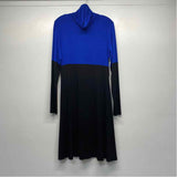 Karen Kane Size L Women's Blue-Black Color Block Turtle Neck Dress