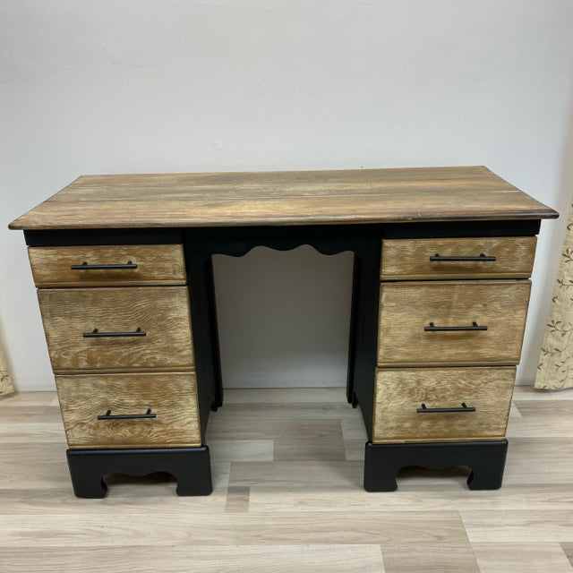 Black Wood Distressed Desk