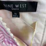 Nine West Size M-10 Women's Pink-White Stripe Sleeveless Dress