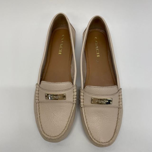 Coach Size 10 Women's Cream Pebbled Slip On Shoes