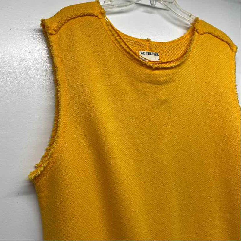 Free People Size S Women's Yellow Solid Tank Top Sleeveless Top