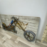 Gray-Multi  Motorcycle. 3D scrap metal chopper Wall Decor