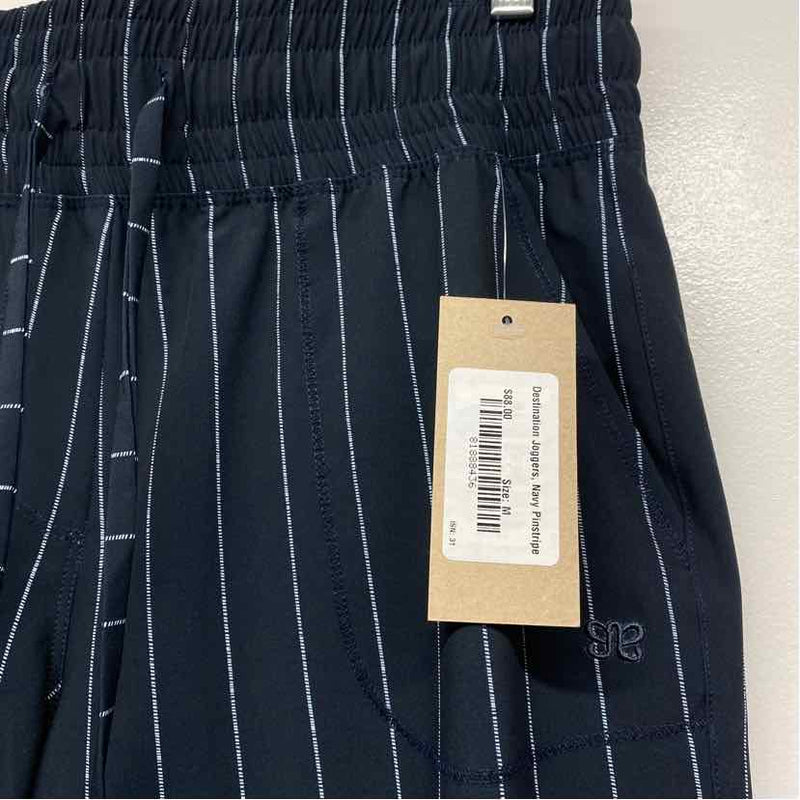 Albion Size M- (6-8) Women's Navy-White Pinstripe Jogger Pants