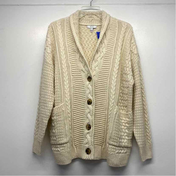 Reiss Size M Women's Cream Solid Button Up Sweater