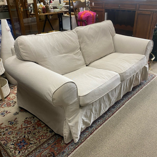 Ikea Beige Fabric Solid Loveseat