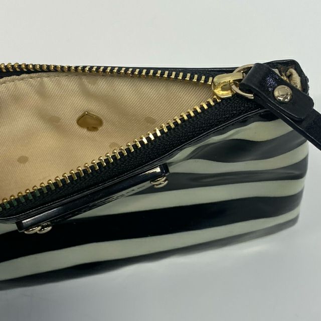 Kate Spade Black-Tan Stripe Coin Purse ? key chain