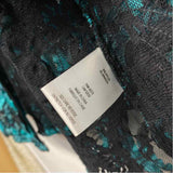 Samuel Dong Women's Size L Teal-Black Pattern Zip Up Jacket