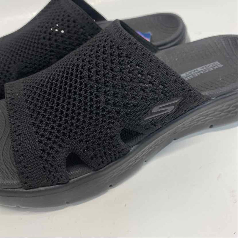Skechers Goga Mat Size 7 Women's Black Cut Out Slip On Sandals