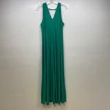 Soft Surroundings Size L Women's Green Solid Maxi-Sleeveless Dress