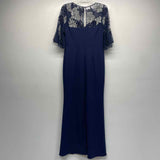 Aidan By Aidan Mattox Size 8-M Women's Navy-Silver Beaded Maxi Dress