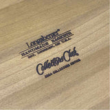 Longaberger Brown Wicker Serving Tray w Striped Blue Fabric Liner and Handles