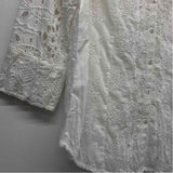 Cino Size M Women's White Eyelet Button Up Shirt