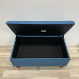 Blue Fabric Studded Storage Ottoman