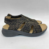 Kuru Size 8 Women's Black-Tan Tweed Slip On Sandals