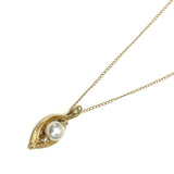 Yellow 14K Necklace with drop shape 14K gold and pearl pendant