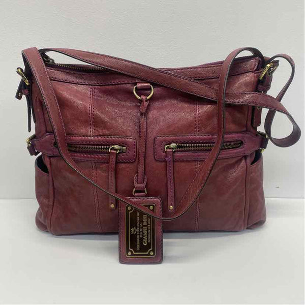Gianni Bini Purple Distressed Leather Shoulder Handbag