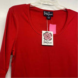 Lesley Evers Size Xl Women's Red Solid T-Shirt Short Sleeve Top