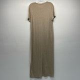 Jenni Kayne Size L Women's Beige Tweed Maxi-Short Sleeve Dress