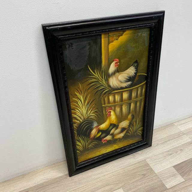 Black-Multi Painting - Chickens