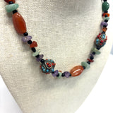 Multi beaded necklace- Amethyst, carnelian, Necklace