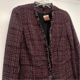 White House Black Market Women's Size 0-XS Burgundy-Multi Tweed Jacket