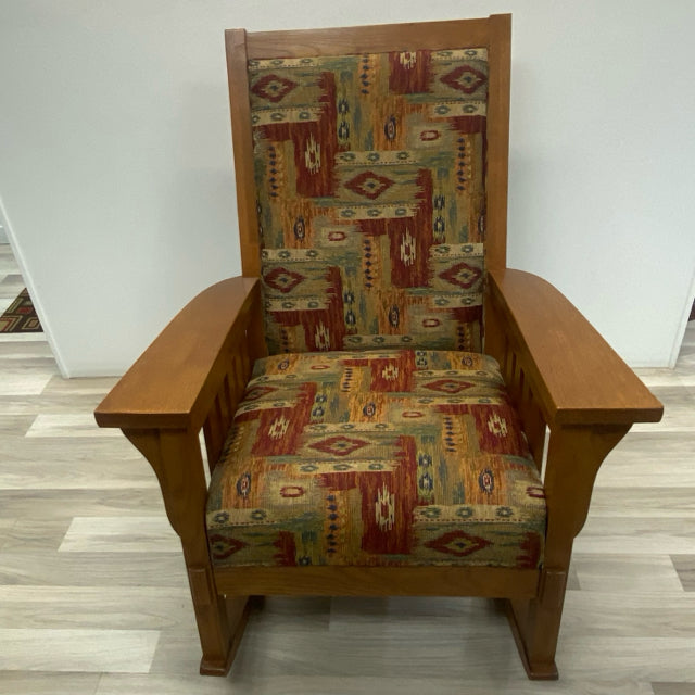 Mission Style Brown Wood Rocking Chair