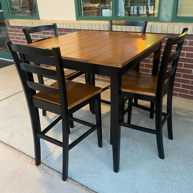 Black brown Wood Bar Height Dining Room Table