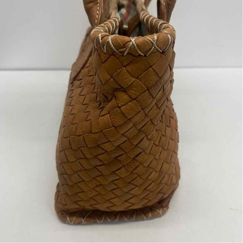 Fossil Brown Leather Woven Satchel Handbag