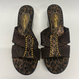 Degario Size 39-8 Women's Brown Animal Print Wedge Sandals