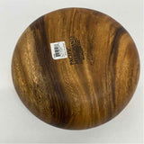 Made in Phillippines Round Brown Acacia Wood Calabash Salad Bowl w Serving Tongs