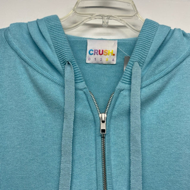 Crush 01234 Size L Women's Aqua Solid Zip Up/Hoodie Sweater