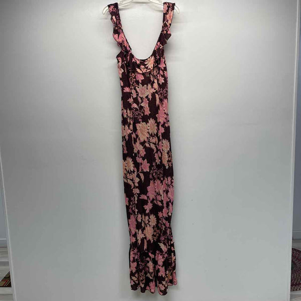 Intimately Free People Size L Women's Burgundy-Pink Pattern Maxi Dress