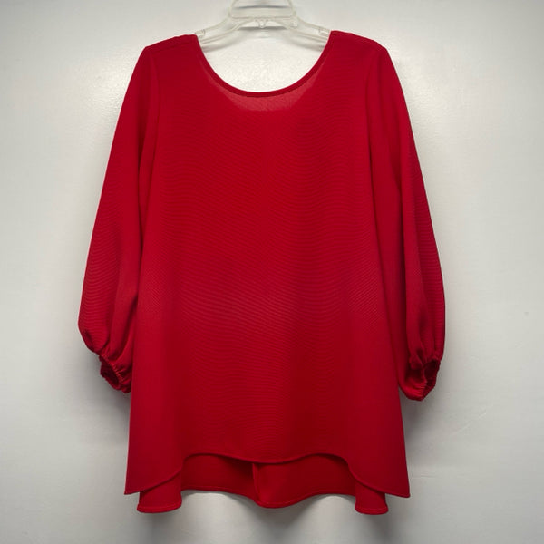 IC by Connie K Size XL-L Women's Red Solid Tunic Blouse