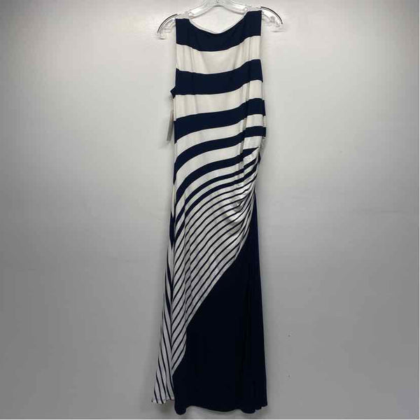 Soft Surroundings Size L Women's Navy-White Stripe Maxi Dress