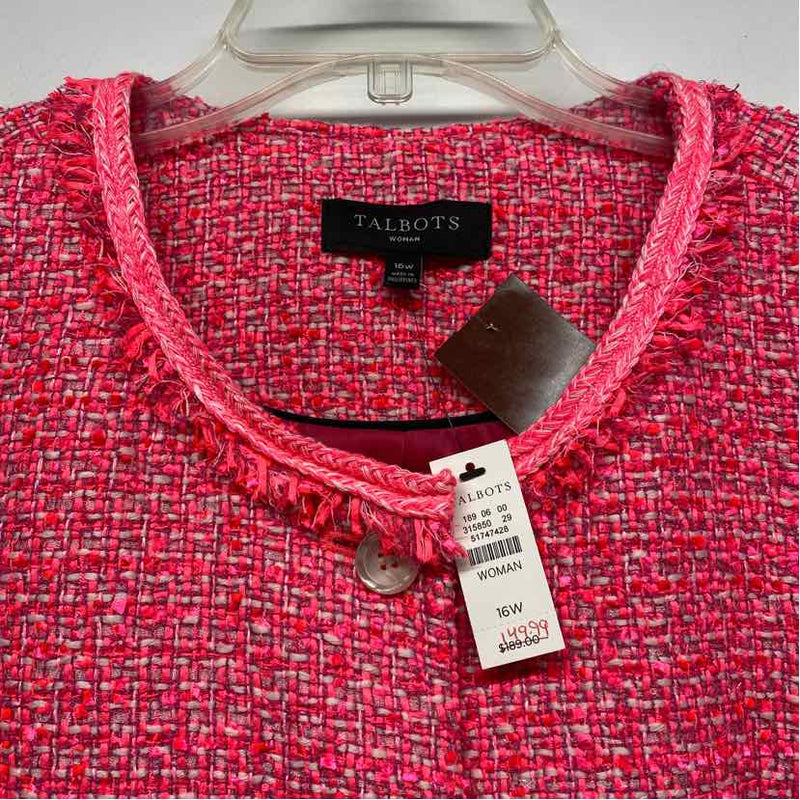 Talbots Women's Size 16W-2X Pink Tweed Button Up Jacket