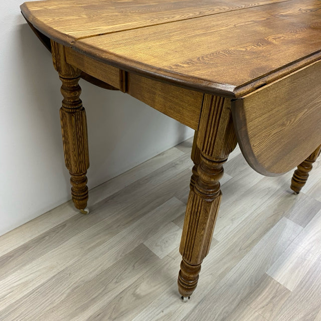 Folding Brown Oak Dining Room Table