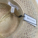 BCBG Generation Tan- Multi Pattern Round Adjustable Straw Hat