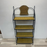 Folding Black-Tan Metal- Wicker Baker's Rack