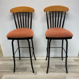 Amisco Swivel Coral- Black Metal-Wood Bar Height Stool